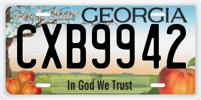 GA license plate CXB9942