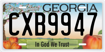 GA license plate CXB9947