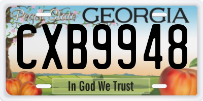GA license plate CXB9948