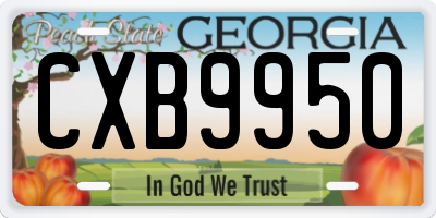 GA license plate CXB9950