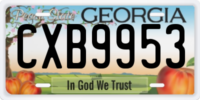 GA license plate CXB9953