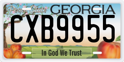 GA license plate CXB9955