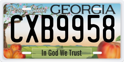 GA license plate CXB9958