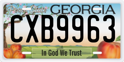 GA license plate CXB9963