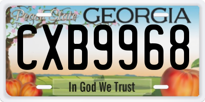 GA license plate CXB9968