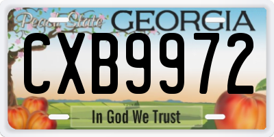 GA license plate CXB9972