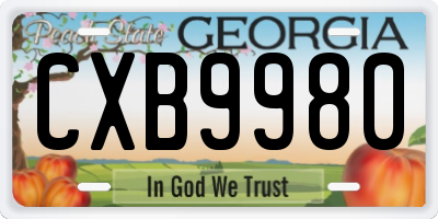 GA license plate CXB9980