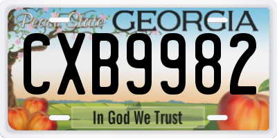 GA license plate CXB9982
