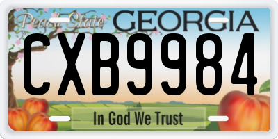 GA license plate CXB9984