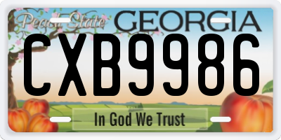 GA license plate CXB9986