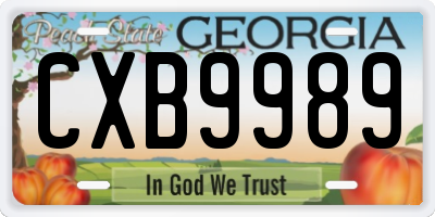GA license plate CXB9989