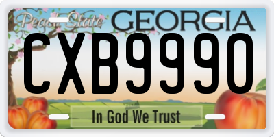 GA license plate CXB9990