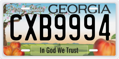 GA license plate CXB9994