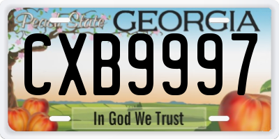 GA license plate CXB9997