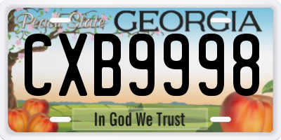 GA license plate CXB9998