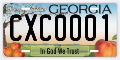 GA license plate CXC0001