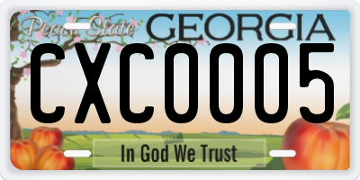 GA license plate CXC0005
