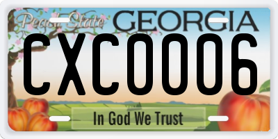 GA license plate CXC0006
