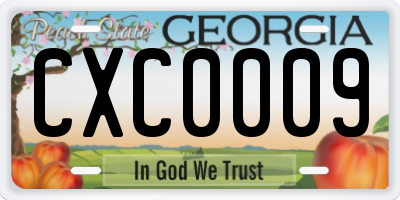 GA license plate CXC0009