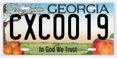 GA license plate CXC0019