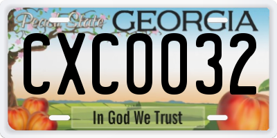 GA license plate CXC0032