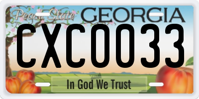 GA license plate CXC0033
