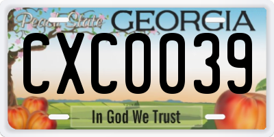 GA license plate CXC0039