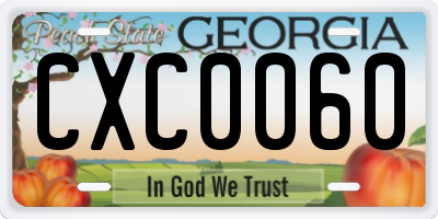 GA license plate CXC0060