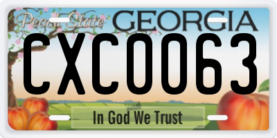 GA license plate CXC0063