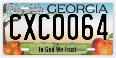 GA license plate CXC0064