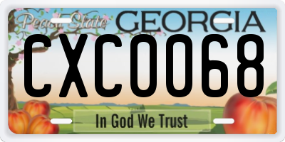 GA license plate CXC0068