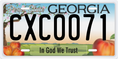 GA license plate CXC0071