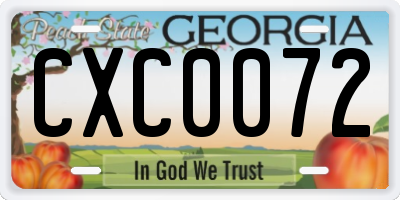 GA license plate CXC0072