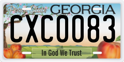 GA license plate CXC0083