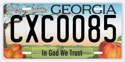 GA license plate CXC0085