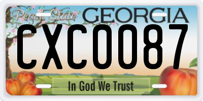 GA license plate CXC0087