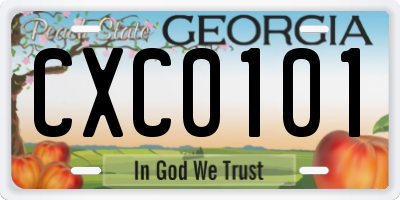 GA license plate CXC0101