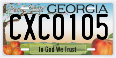 GA license plate CXC0105