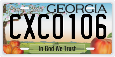 GA license plate CXC0106