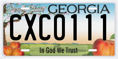 GA license plate CXC0111
