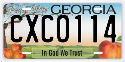 GA license plate CXC0114