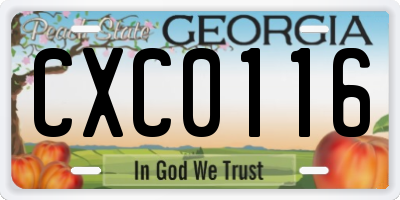 GA license plate CXC0116