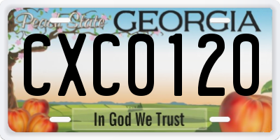 GA license plate CXC0120