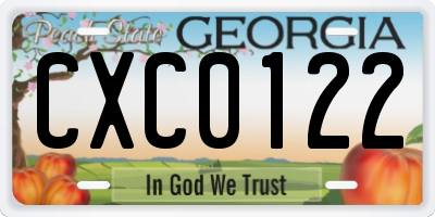 GA license plate CXC0122