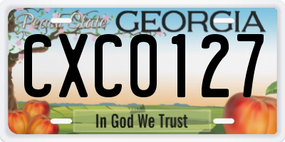 GA license plate CXC0127