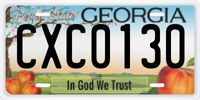 GA license plate CXC0130