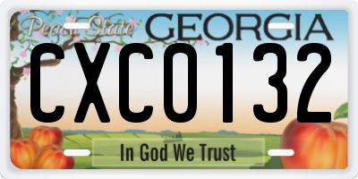 GA license plate CXC0132