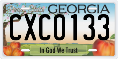 GA license plate CXC0133