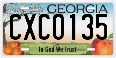 GA license plate CXC0135