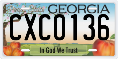 GA license plate CXC0136